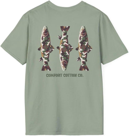 Camo Trout Premium Tee-Comfort Cotton