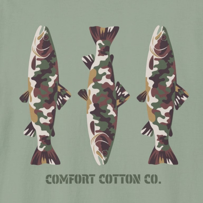 Camo Trout Premium Tee-Comfort Cotton