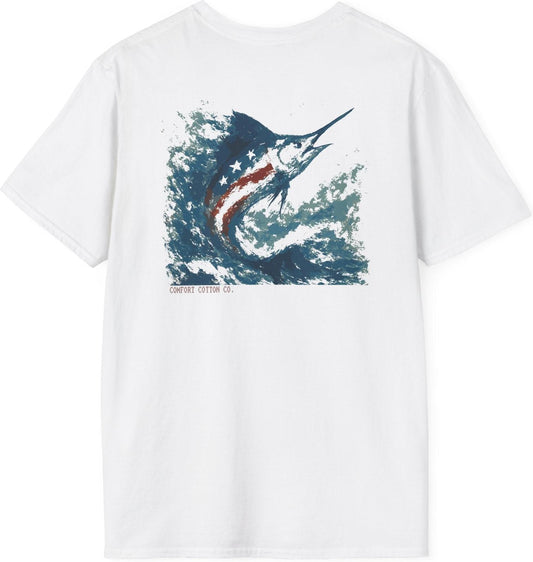 Flagged Marlin Premium Tee-Comfort Cotton