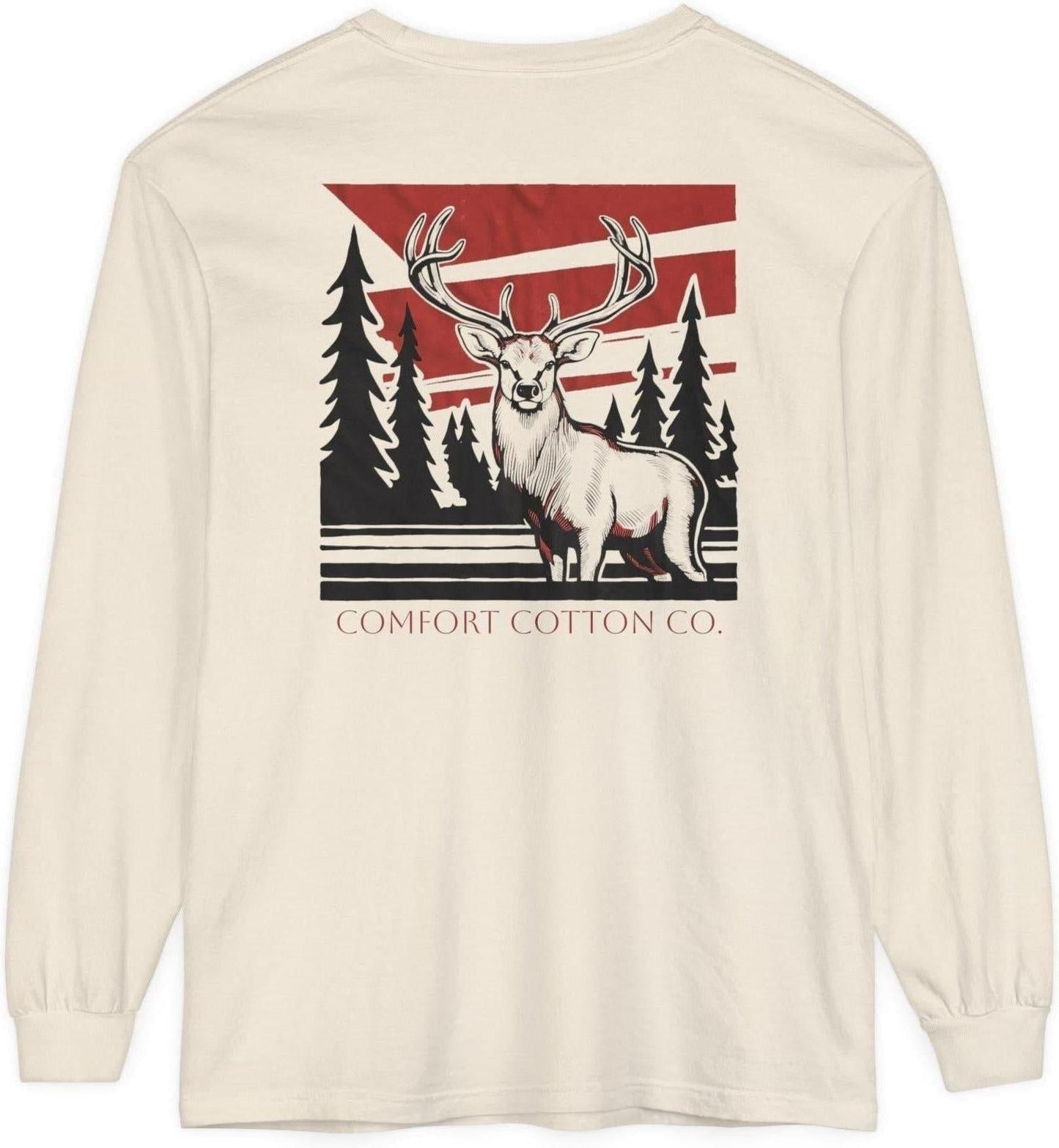 Wilderness Stag Long Sleeve Tee-Comfort Cotton