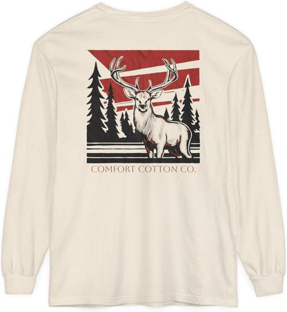 Wilderness Stag Long Sleeve Tee-Comfort Cotton