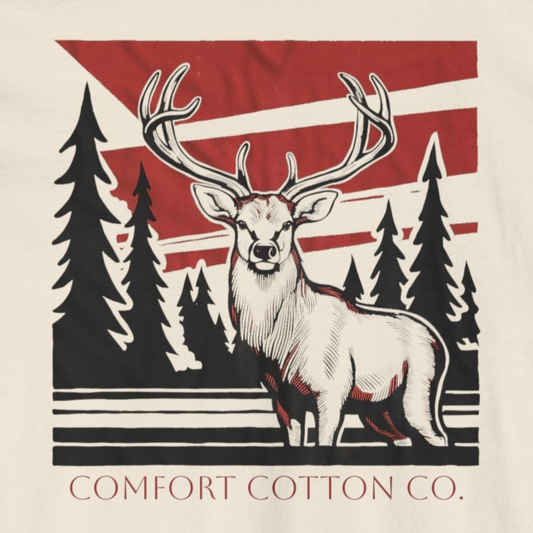 Wilderness Stag Long Sleeve Tee-Comfort Cotton