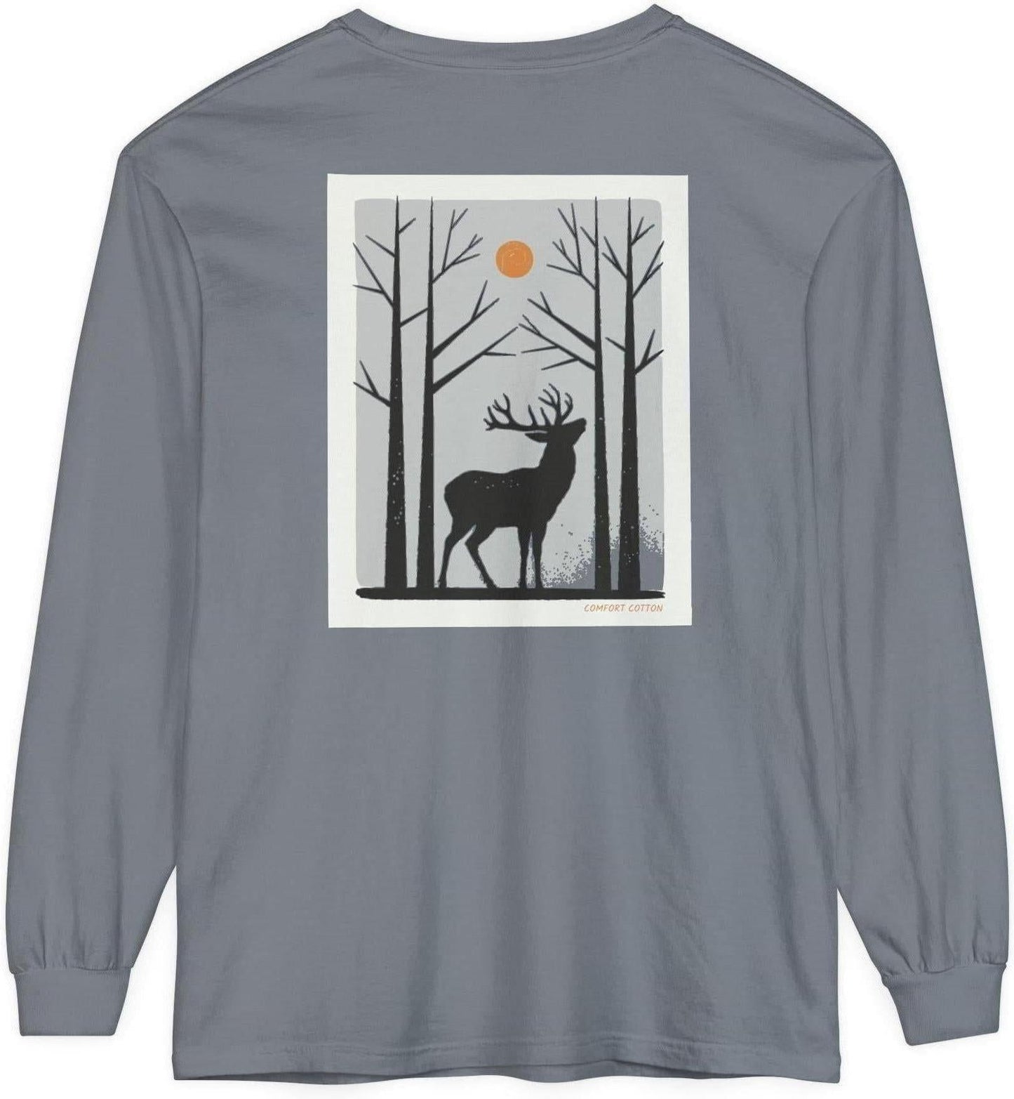 Woodland Stag Long Sleeve Tee-Comfort Cotton