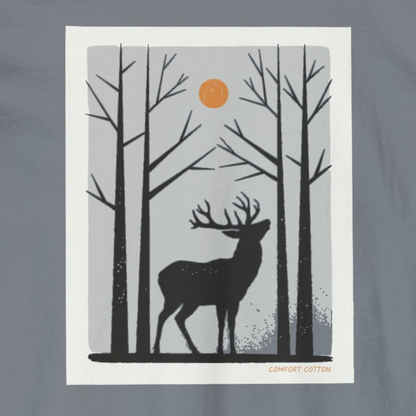 Woodland Stag Long Sleeve Tee-Comfort Cotton
